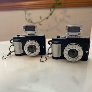 Black and Silver Camera working Earrings